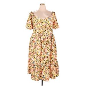 Luxology puff sleeve yellow floral dress